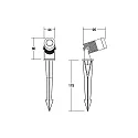 Brumberg Outdoor LED spike luminaire IP67, 24V DC, round, 8W 3000K 640lm 38°, incl. 100cm power cable with aquastop, titanium