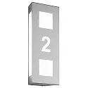 Huisnummer met verlichting AQUA TRILO - HOUSE NR CUTTED 2-voudig, kant-en-klaar E27 IP44, rvs