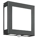 Wandarmatuur voor buitenshuis AQUA LEGENDO vierkant, met bewegingsmelder E27 IP44, antraciet