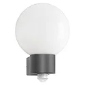 Wandarmatuur voor buitenshuis AQUA BALL rond, met bewegingsmelder E27 IP44, antraciet 