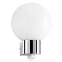 Wandarmatuur voor buitenshuis AQUA BALL rond, met bewegingsmelder E27 IP44, rvs