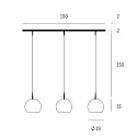 Casablanca Pendant luminaire BELL, 3x E27, IP20, opal white matt