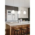 Casablanca Pendelarmatuur BAGAN 3-vlams, kort, dimbaar E27 IP20, aluminium geborsteld, opaal, wit mat dimbaar