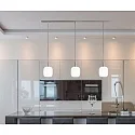 Casablanca Pendelarmatuur MUREA 3-vlams, kort, dimbaar E27 IP20, aluminium geborsteld, opaal, wit mat dimbaar