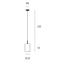 Casablanca Pendelarmatuur TUBE XL 1-vlams, dimbaar E27 IP20, aluminium geborsteld, opaal, wit mat dimbaar
