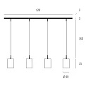 Casablanca Pendelarmatuur TUBE XL 4-vlams, lang, dimbaar E27 IP20, aluminium geborsteld, opaal, wit mat dimbaar