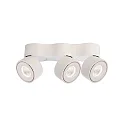 LED ceiling luminaire UNI TRIPLE,28W 3000K 2150lm 35°, rotatable and pivotable, dimmable, matt white / silver