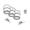 Plafondarmatuur UNI II TRIPLE TILT 3-vlams, cardanisch draaien IP20, wit dimbaar