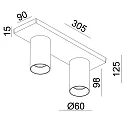 Deko-Light Plafondarmatuur CAN TILT SQUARE 30.5CM 2-vlams, hoekig, cardanisch draaien GU10 IP20, zwart