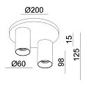 Deko-Light Plafondarmatuur CAN TILT ROUND Ø 20CM 2-vlams, rond, cardanisch draaien GU10 IP20, zwart