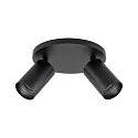 Deko-Light Plafondarmatuur CAN TILT ROUND BASE Ø 20CM MIX‘N MATCH 2-vlams, rond, zonder lampenkap, cardanisch draaien GU10 IP20, zwart