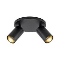 Deko-Light Plafondarmatuur CAN TILT ROUND BASE Ø 20CM MIX‘N MATCH 2-vlams, rond, zonder lampenkap, cardanisch draaien GU10 IP20, zwart