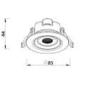 Inbouwspot SURTUR TILT 83 DTW draaibaar, Dim-To-Warm IP20/IP44, wit dimbaar