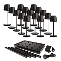 Tafellamp op batterijen CANIS MINI GASTRO met Touch-Dimmer, met Lader, 15 Stuks IP65, mat, grafietzwart dimbaar