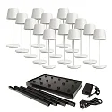 Tafellamp op batterijen CANIS MINI GASTRO met Touch-Dimmer, met Lader, 15 Stuks IP65, mat, verkeerswit dimbaar