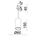 Deko-Light 3-phase pendant luminaire CAN 150 down, cylindrical, short GU10 IP20, white