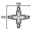 Deko-Light Accessories for 3-phase track system D LINE - X-coupler left-left-right-right, 220-240V AC / 50-60Hz, grey