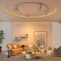 Deko-Light 3-phase surface-mounted track D LINE / DALI CURVED 90° / RADIUS 1M left, 6-pole, traffic white