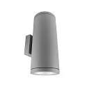 Gevelspot SHORELINE PRO ROUND 140 UP&DOWN 2-vlams, rond, CCT Switch IP65, lichtgrijs dimbaar