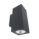 Gevelspot PRO SQUARE 100 UP&DOWN 2-vlams, hoekig, CCT Switch IP65, donkergrijs dimbaar