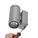 Deko-Light Gevelspot SHORELINE PRO GU10 ROUND UP&DOWN 2-vlams, cilindrisch, met lamphouder GU10 IP65, lichtgrijs