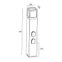 Deko-Light Energiezuil FACADO SOCKET 65 2-voudig, kort, met verlichting, schakelbaar E27 IP54, donkergrijs 