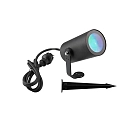 Armatuur met grondpen RF-SMART WIDE-SPOT RGB+TW ZigBee aanstuurbaar, Radio bestuurbaar IP20, antraciet dimbaar