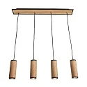 Elobra Pendant luminaire BOLIVIA 4, 4x GU10, oak natural, black