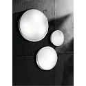 Fabas Luce Fabas Luce PLAZA Ceiling luminaire, IP41, E27, glass white, Ø 40cm, metal chromed