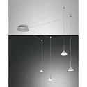 Pendelarmatuur ISABELLA 4-vlams IP20, aluminium, chroom, nikkel gesatineerd, gesatineerd dimbaar