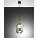 Pendelarmatuur INFINITY klein, rond E27 IP20, rookkleuren, zwart dimbaar