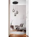 Fabas Luce Pendelarmatuur INFINITY 3-vlams E27 IP20, rookkleuren, zwart dimbaar