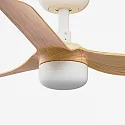 Faro Ceiling fan MINI PUNT S with remote control IP20, white matt, maple dimmable