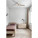 Faro Ceiling fan MINI PUNT S with remote control IP20, white matt, maple dimmable