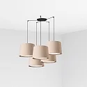 Pendelarmatuur SAMBA 5-vlams E27 IP20, beige, zwart mat 