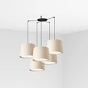pendant luminaire CONGA 5 flames E27 IP20, beige, black matt 
