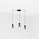 pendant luminaire KOMBO 3 flames E27 IP20, grey, black matt 
