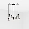 pendant luminaire KOMBO 7 flames E27 IP20, grey, black matt 