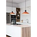 Faro Pendelarmatuur KOMBO E27 IP20, zwart mat, terracotta 