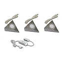 Onderbouwarmatuur UL 2-LED F hoekig, set van 3 IP20, rvs, opaal  15W 210lm 4000K CRI 90-100 12.4cm