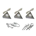 Onderbouwarmatuur UL 2-LED F hoekig, met schakelaar, set van 3 IP20, rvs, opaal  15W 210lm 3000K CRI 90-100 12.4cm