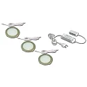 Paneelarmatuur FR 68-LED rond, set van 3, met stekker IP20, rvs, opaal dimbaar