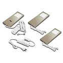 Wand- en plafondarmatuur LED SLIM-PAD F set van 3, dimbaar, bedienbaar met gebaren IP20, rvs, opaal dimbaar