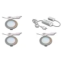 Paneelarmatuur FR 78-LED rond, set van 3, met stekker IP20, rvs, opaal dimbaar