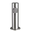 HEITRONIC Contactdooszuil TOKIO 2-voudig, cilindrisch, met kinderslot, rvs