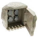 Energiezuil STONE 4-voudig, met open Kabel, gemêleerd, steengrijs