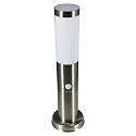 Sokkelarmatuur LARISA 2 met sensor, met bewegingsmelder E27 IP44, rvs, gesatineerd 