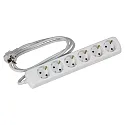 Stopcontact 3G 1.5mm² - DE / FR / B - 150CM met Stekker, 6-voudig, wit