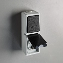 Uit / Omschakelaar MONSUN / IP44 2-voudig, met Deksel, met Stopcontact, antraciet, lichtgrijs