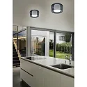 Helestra Ceiling luminaire CANIO, E27, IP30, white matt / glass clear
